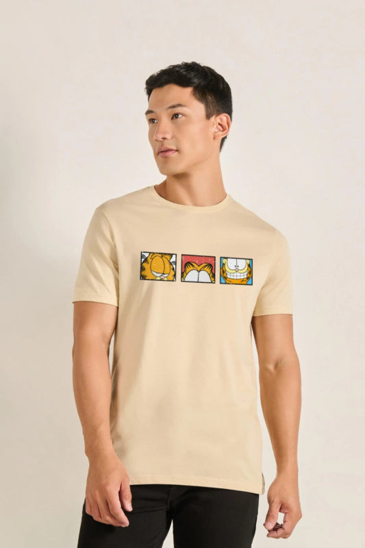 Camiseta unicolor de Garfield con cuello redondo - Tiendu Honduras