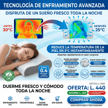 CerviCool Pro – Almohada Cervical Ortopédica con Enfriamiento - Inversiones Alkosto