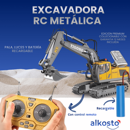 Excavadora RC Metálica con Pala, Luces y Batería Recargable Edición Premium Collecionable Con Garantia 12 meses incluida - Alkosto Honduras