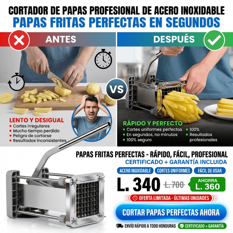 FryCut Pro – Cortador Profesional de Papas en Acero Inoxidable - Inversiones Alkosto