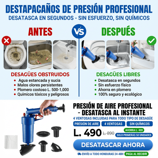 Nombre: TurboDrain Pro – Desatascador a Presión Profesional Amazon Garantia y Certificado - Inversiones Alkosto