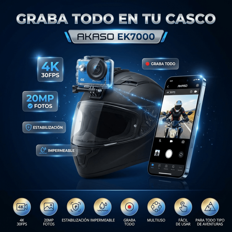 AKASO EK7000 – Cámara de Acción 4K Sumergible - Inversiones Alkosto