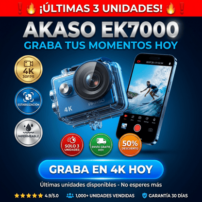 AKASO EK7000 – Cámara de Acción 4K Sumergible - Inversiones Alkosto