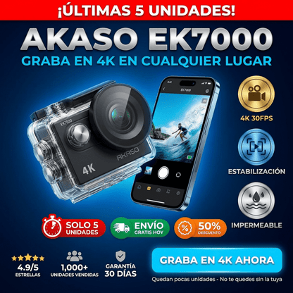 AKASO EK7000 – Cámara de Acción 4K Sumergible - Inversiones Alkosto