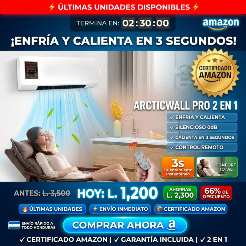 ArcticWall Pro Amazon– Mini Aire Acondicionado Portátil 2 en 1 Certificado Garantia Extendida 2 años - Inversiones Alkosto