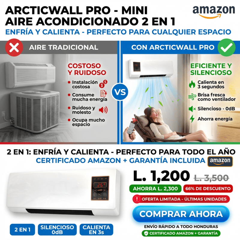 ArcticWall Pro Amazon– Mini Aire Acondicionado Portátil 2 en 1 Certificado Garantia Extendida 2 años - Inversiones Alkosto