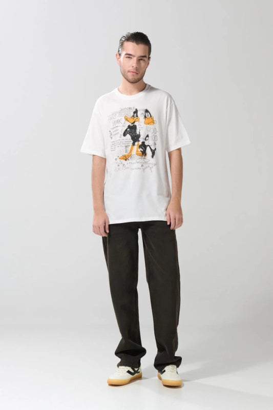 Camiseta crema manga corta con arte de Looney Tunes - Tiendu Honduras