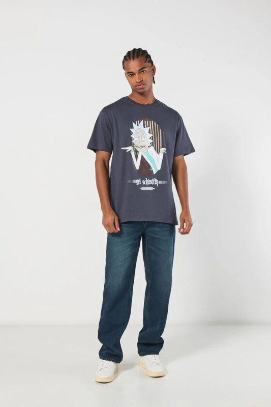 Camiseta de Rick and Morty gris manga corta - Tiendu Honduras