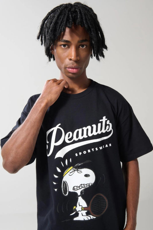 Camiseta oversize azul intensa de Snoopy manga corta - Tiendu Honduras