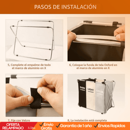 Cesto Plegable MaxLaundry™ – Organizador de Ropa Sucia con Estructura Reforzada - Tiendu Honduras