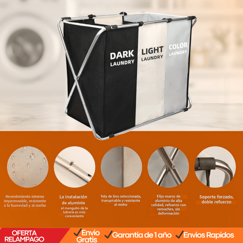 Cesto Plegable MaxLaundry™ – Organizador de Ropa Sucia con Estructura Reforzada - Tiendu Honduras