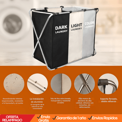 Cesto Plegable MaxLaundry™ – Organizador de Ropa Sucia con Estructura Reforzada - Tiendu Honduras