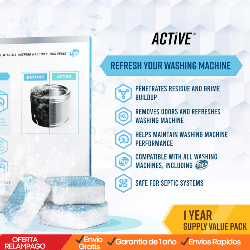CleanWash™ – Pastillas Descalcificadoras y Limpiadoras para Lavadora (Pack de 12 unidades) - Tiendu Honduras