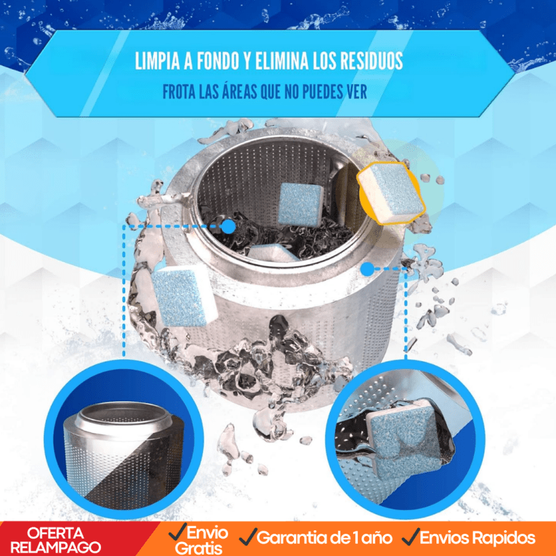CleanWash™ – Pastillas Descalcificadoras y Limpiadoras para Lavadora (Pack de 12 unidades) - Tiendu Honduras