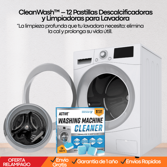 CleanWash™ – Pastillas Descalcificadoras y Limpiadoras para Lavadora (Pack de 12 unidades) - Tiendu Honduras
