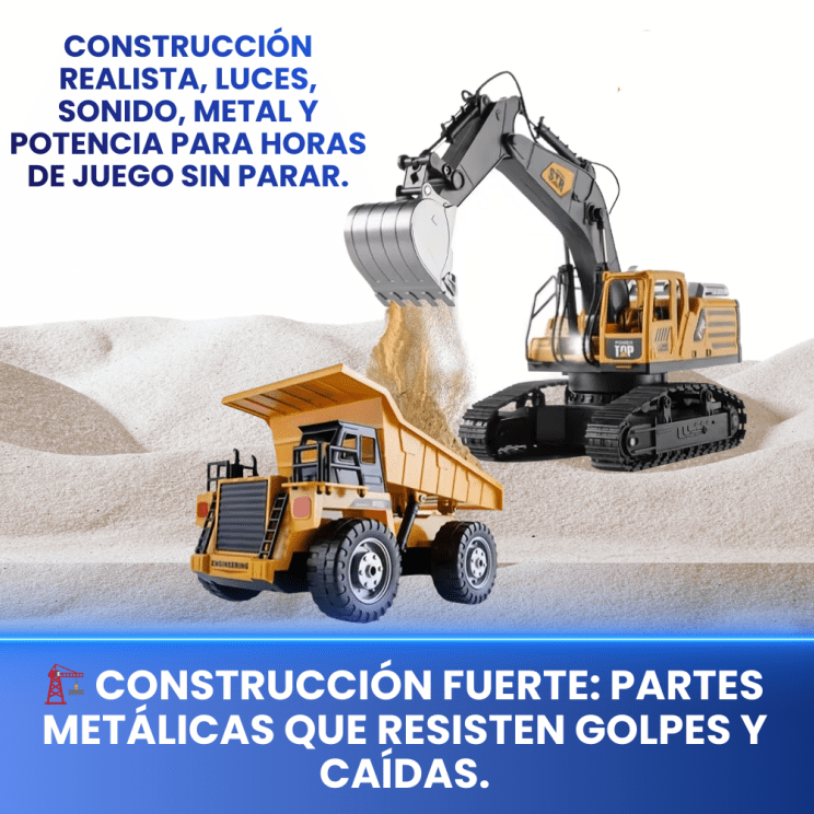Excavadora RC Metálica con Pala, Luces y Batería Recargable Edición Premium Collecionable Con Garantia 12 meses incluida - Alkosto Honduras