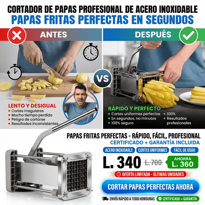 FryCut Pro – Cortador Profesional de Papas en Acero Inoxidable - Inversiones Alkosto