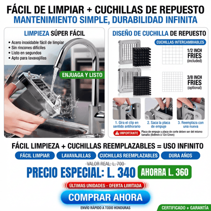 FryCut Pro – Cortador Profesional de Papas en Acero Inoxidable - Inversiones Alkosto