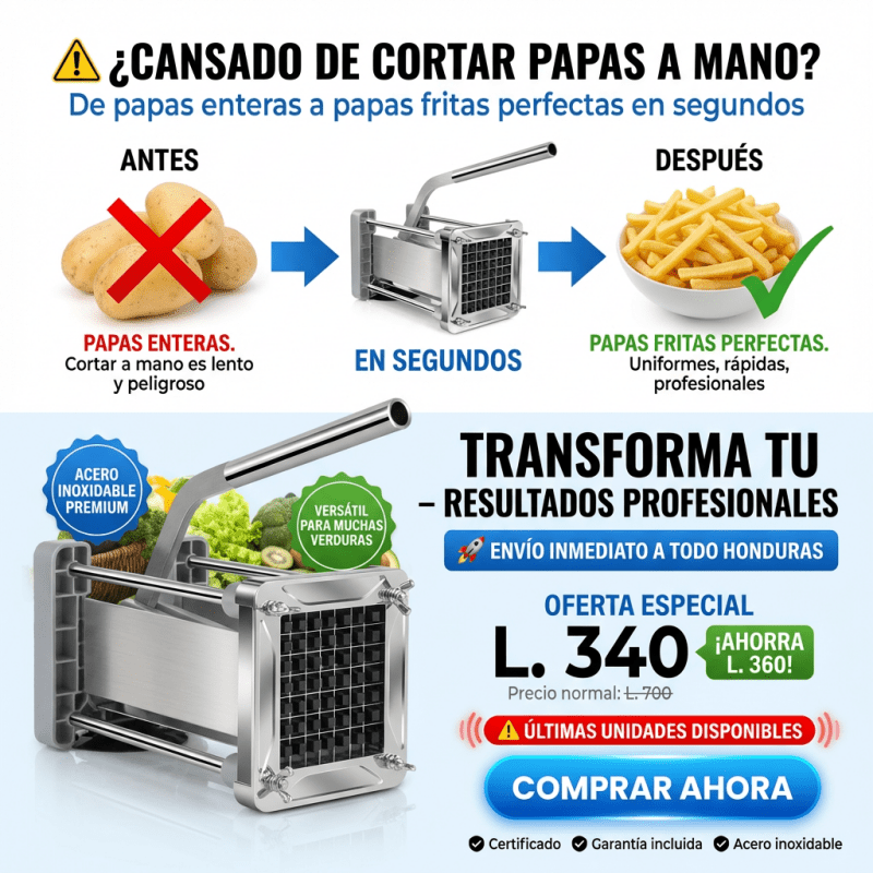 FryCut Pro – Cortador Profesional de Papas en Acero Inoxidable - Inversiones Alkosto