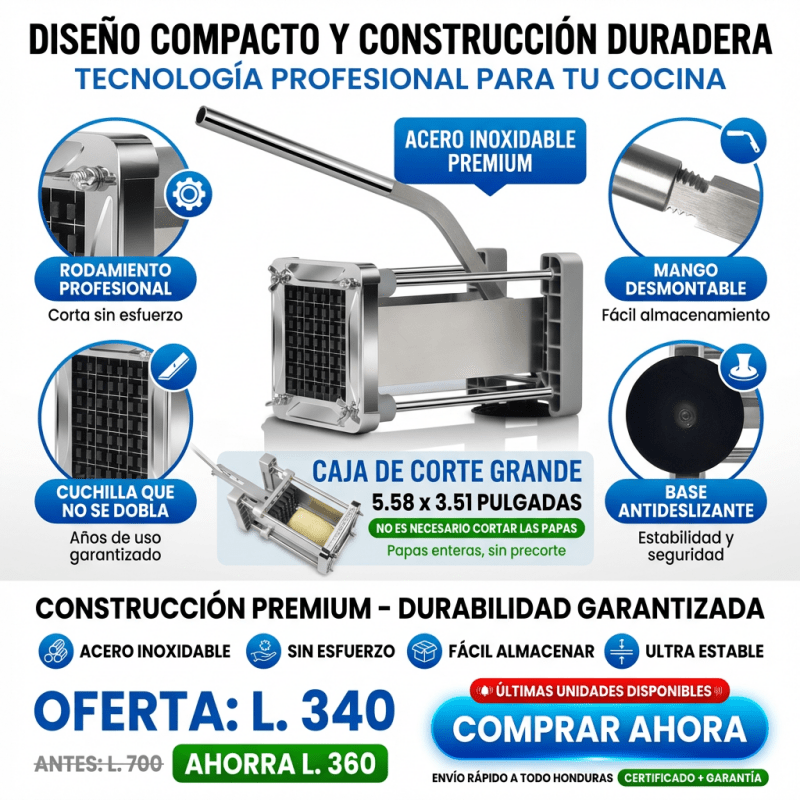 FryCut Pro – Cortador Profesional de Papas en Acero Inoxidable - Inversiones Alkosto