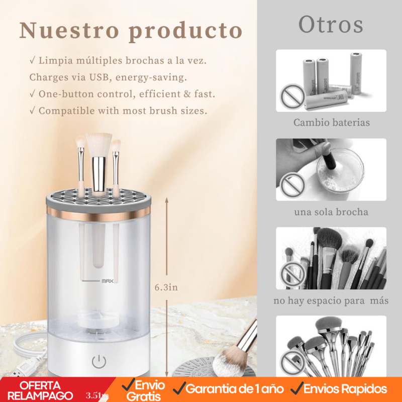 Limpiador Eléctrico de Brochas de Maquillaje – Limpieza Rápida y Profunda - Tiendu Honduras
