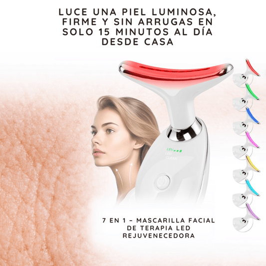 LumiGlow™ 7 en 1 – Mascarilla Facial de Terapia LED Rejuvenecedora+ Garantía Extendida - Tiendu Honduras