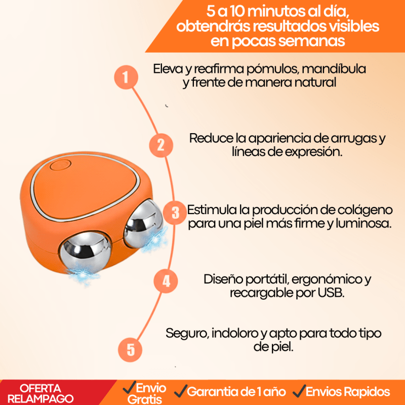 LumiLift™ Masajeador Facial de Microcorriente – Efecto Lifting Instantáneo + GARANTIA 1 AÑO - Tiendu Honduras