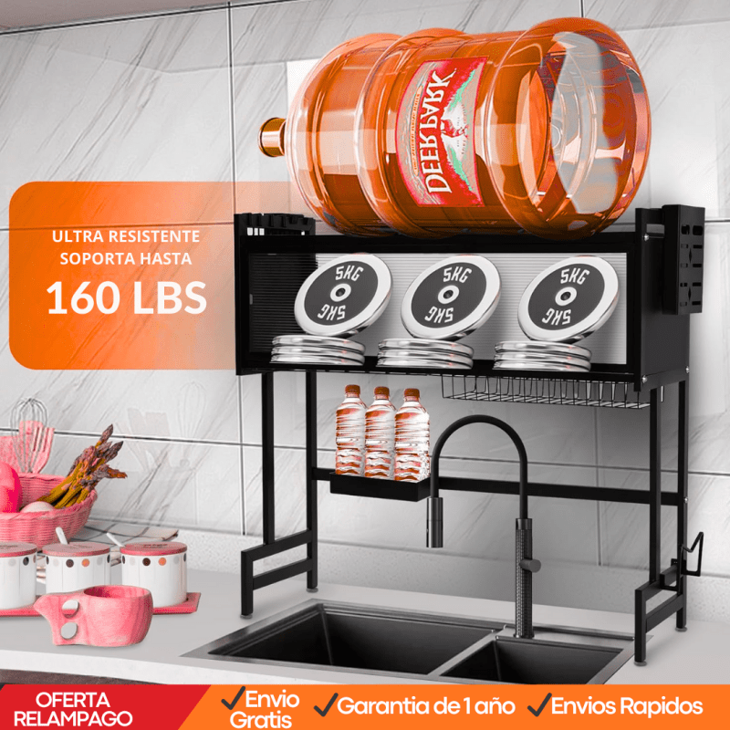 🧼 MaxDry™ – Organizador Escurridor de Platos Mediano + Bandeja Antigoteo Garantía Extendida - Tiendu Honduras