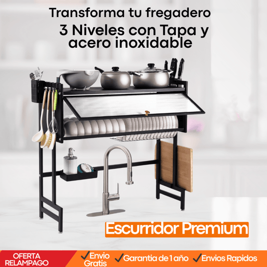 🧼 MaxDry™ – Organizador Escurridor de Platos Mediano + Bandeja Antigoteo Garantía Extendida - Tiendu Honduras