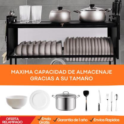 🧼 MaxDry™ – Organizador Escurridor de Platos Mediano + Bandeja Antigoteo Garantía Extendida - Tiendu Honduras