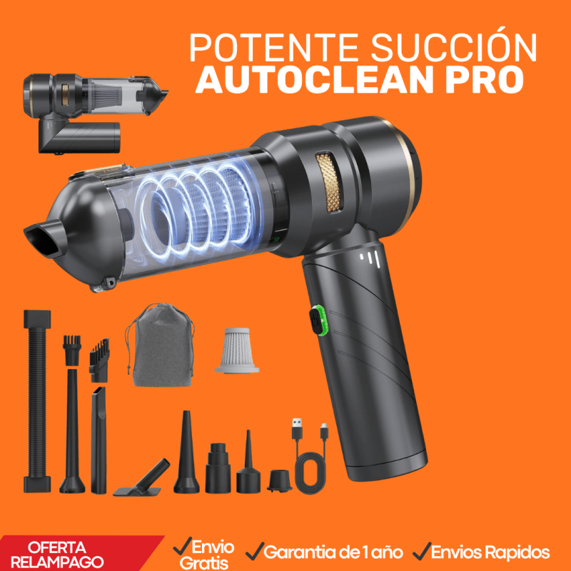 Mini Aspiradora Portátil Recargable para Auto y Hogar (Potencia TurboClean 9000 Pa) - Tiendu Honduras