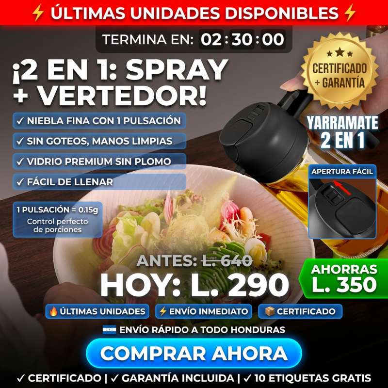 OilSpray Pro – Pulverizador Premium para Aceite y Cocina AMAZON CON GARANTIA Y CERTIFICACION - Inversiones Alkosto