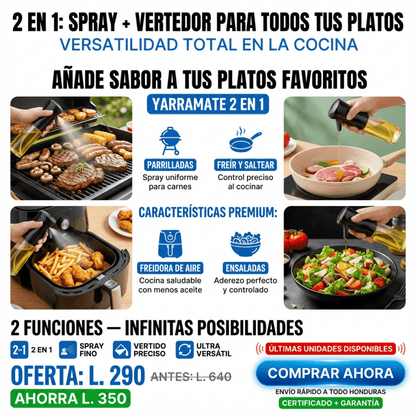 OilSpray Pro – Pulverizador Premium para Aceite y Cocina AMAZON CON GARANTIA Y CERTIFICACION - Inversiones Alkosto