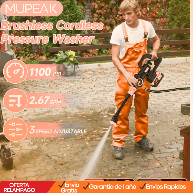 PowerWash Pro™ – Hidrolavadora Inalámbrica | Limpieza Total Sin Cables - Tiendu Honduras