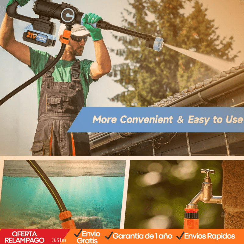 PowerWash Pro™ – Hidrolavadora Inalámbrica | Limpieza Total Sin Cables - Tiendu Honduras